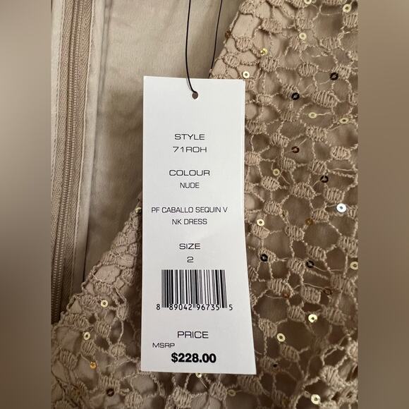 FRENCH CONNECTION NWT Nude Caballo Sequin Puff Sleeve Mini Dress - Picture 8 of 11